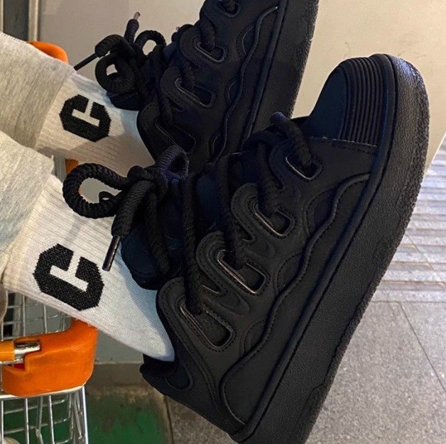 Black Lanvin Curb Sneakers