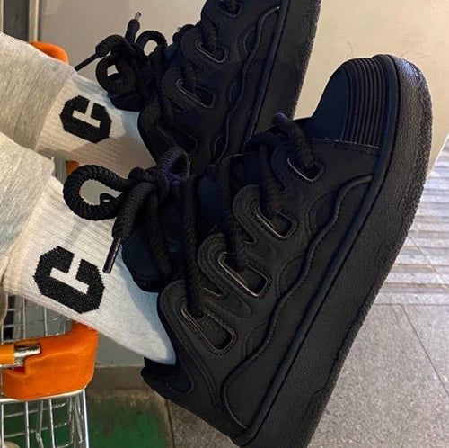 Black Lanvin Curb Sneakers