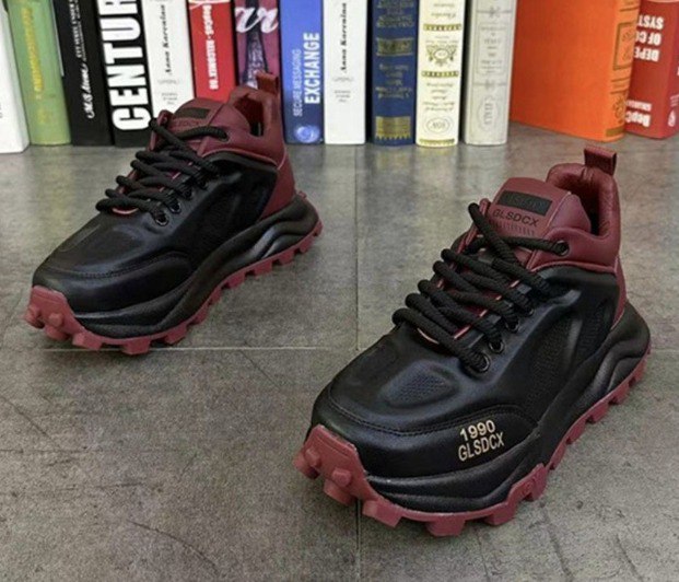 Men's Black and Red chunky platform sneakers
