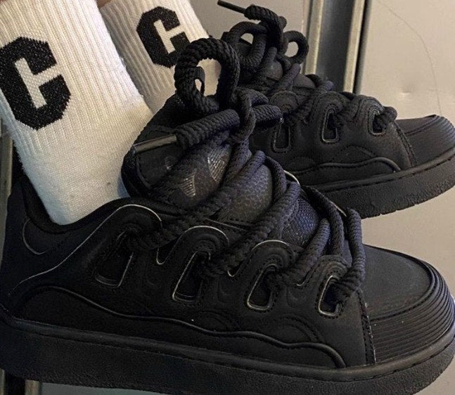 Black Lanvin Curb Sneakers