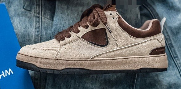 SUEDE Brown Panel Vintage Chunky Sneakers