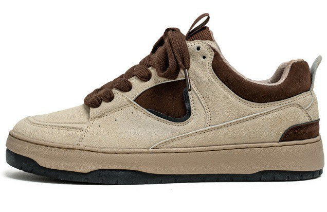 SUEDE Brown Panel Vintage Chunky Sneakers