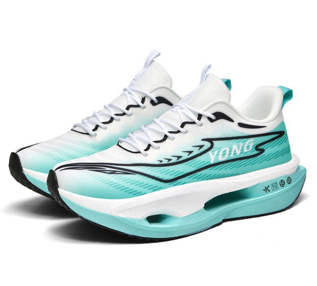 Unisex White and Turquoise Running Shoes