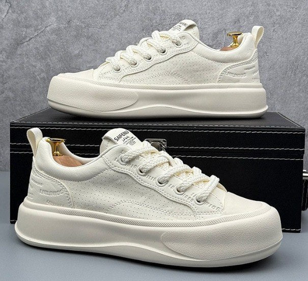 SAIFENU white low-top sneakers with a chunky platform sole