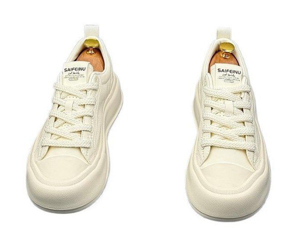 SAIFENU white low-top sneakers with a chunky platform sole
