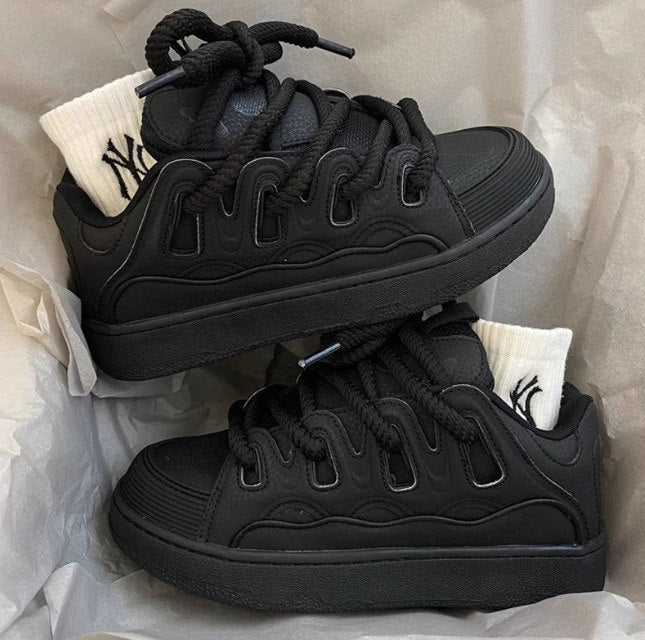 Black Lanvin Curb Sneakers