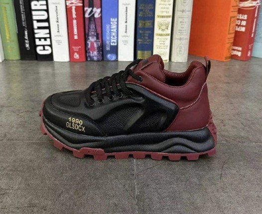 Men's Black and Red chunky platform sneakers