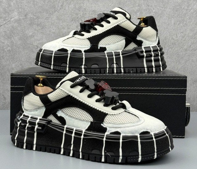 Mens platform Sneakers White & Black