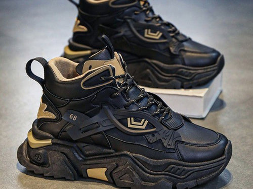 Black & Gold Men's high-top sneakers